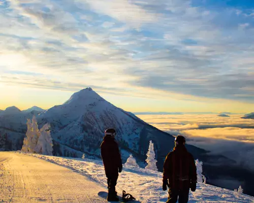 Skiing sunset