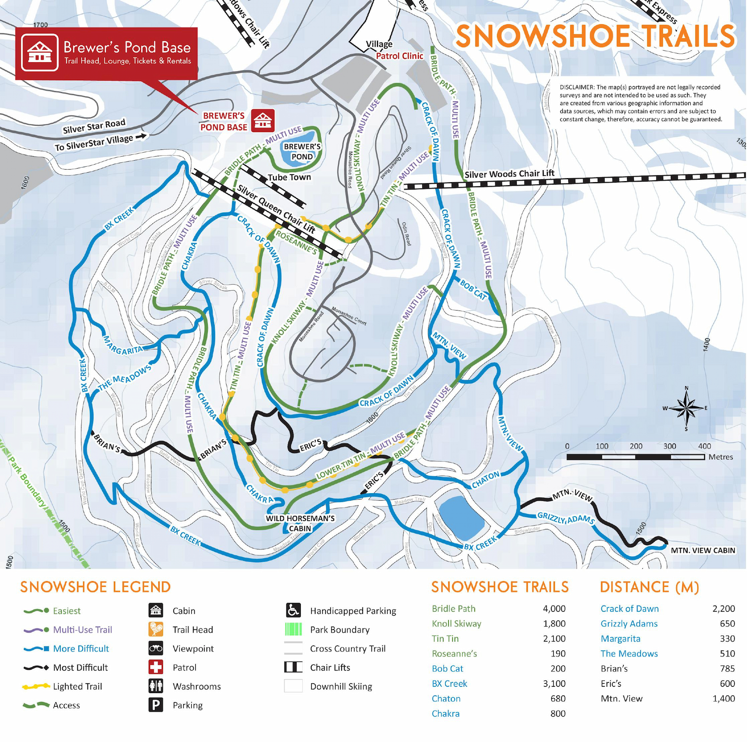 SilverStar snowshoe trail map