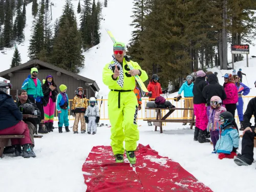 Fashion show on the red carpet at Fernie Retro Weekend