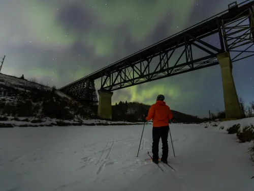 Skiing under Northern Lights in Bonnyville AB Paul Lavoie