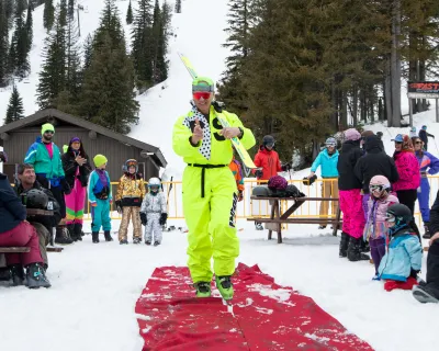 Fashion show on the red carpet at Fernie Retro Weekend