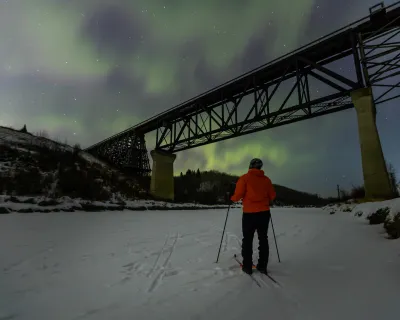 Skiing under Northern Lights in Bonnyville AB Paul Lavoie