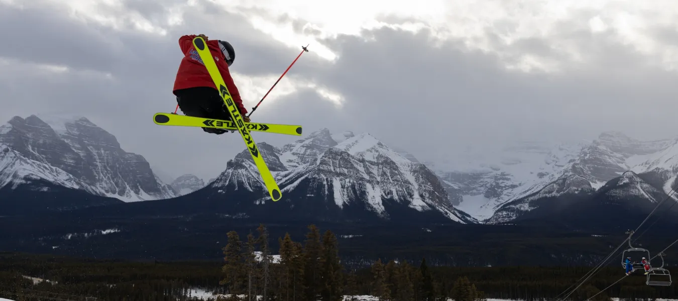 skier iron cross Lake Louise Ski Resort Alberta Paul Lavoie