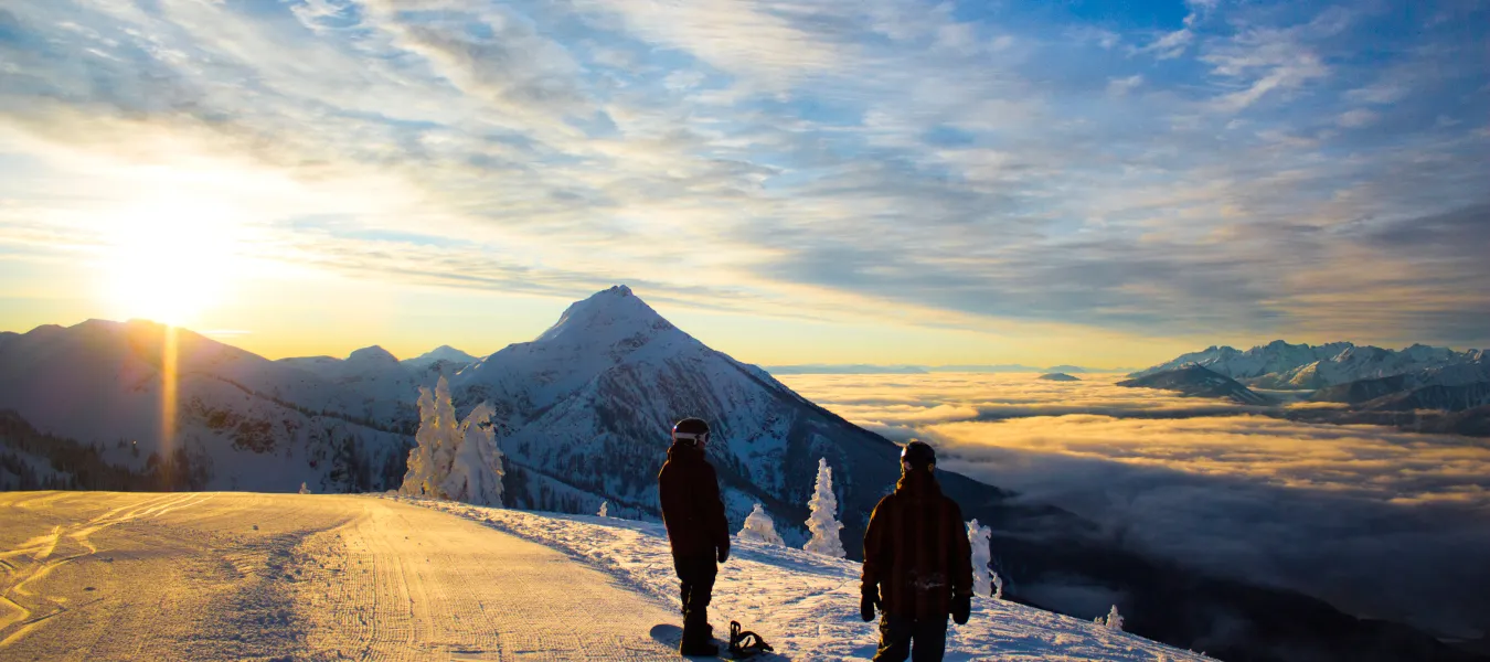 Skiing sunset