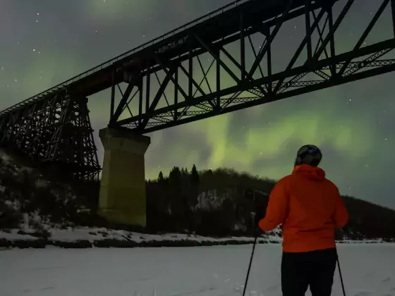 Skiing under Northern Lights in Bonnyville AB Paul Lavoie