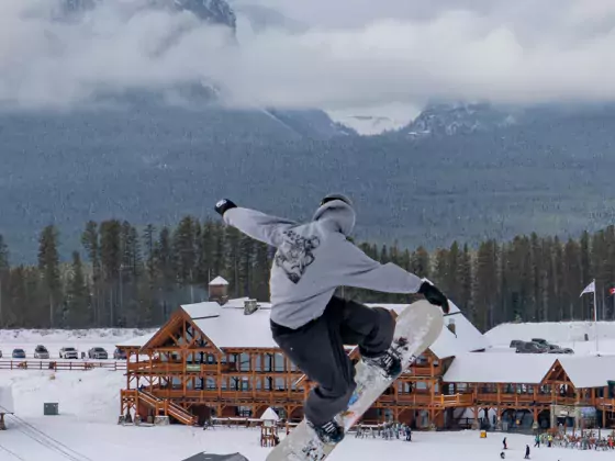 Lake Louise Ski Area snowboarder opening day 2023-24