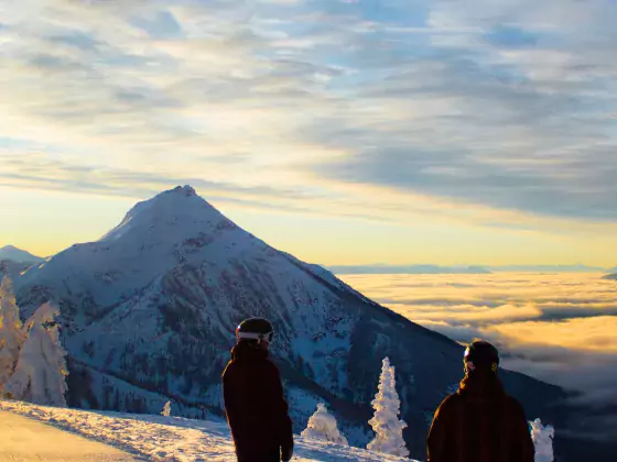 Skiing sunset