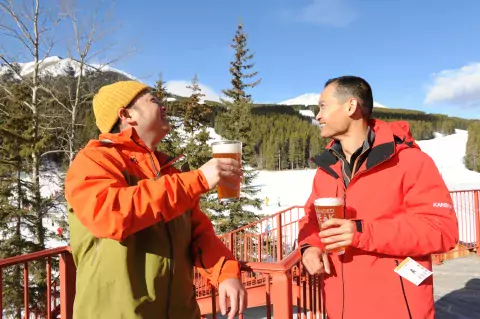 Nakiska AB apres upper deck Jeremy Derksen SnowSeekers 