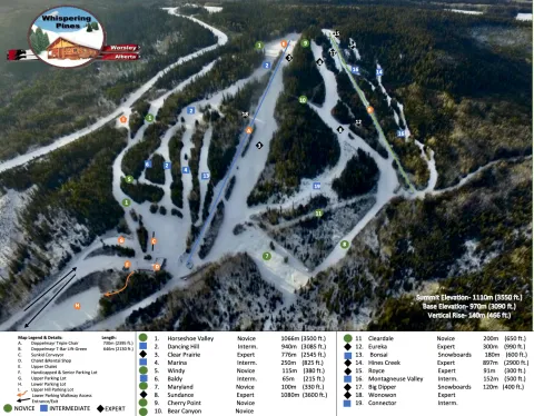 Whispering Pines Ski Hill Trail Map