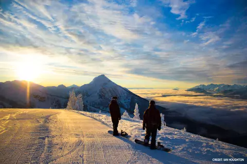 Skiing sunset