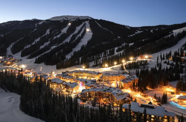 Sun Peaks village at night