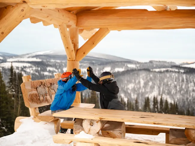 taking a break at the Memorial Hut, Troll Resort
