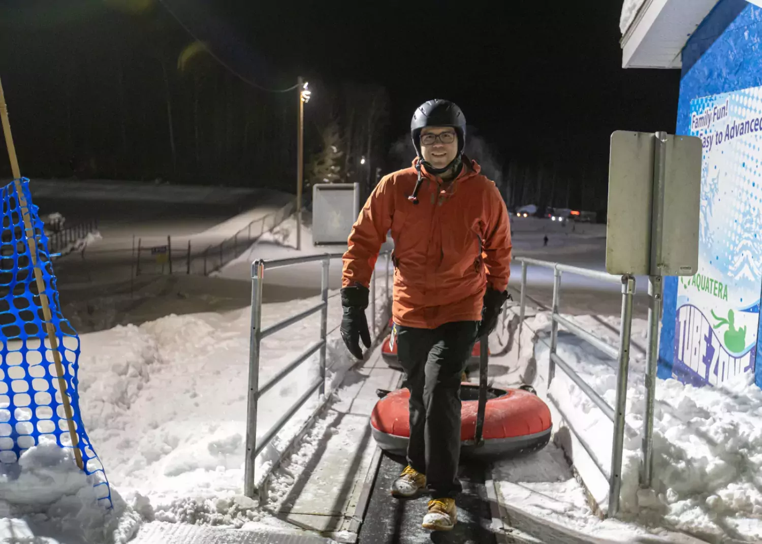 Taking the magic carpet to glow tubing land. / Paul Lavoie Glow tubing Nitehawk Grande Prairie AB Paul Lavoie