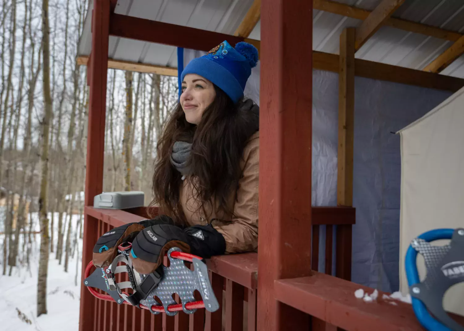 Winter camp in a canvas-walled tent at Hideaway Adventure Grounds. Winter camp in a canvas-walled tent at Hideaway Adventure Grounds.